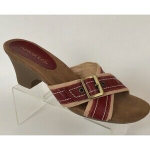 AEROSOLES Algebra Slip On Criss Cross Leather Straps Slides/Sandals (Size 8 B)